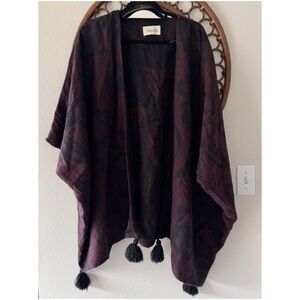 Cleobella Black and Burgundy Kimono with Tassels